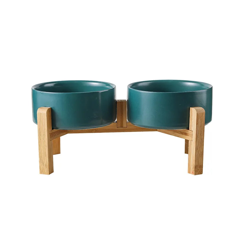 Elevated Ceramic Pet Bowl Set for Small Dogs & Cats – Ergonomic Feeding Stand