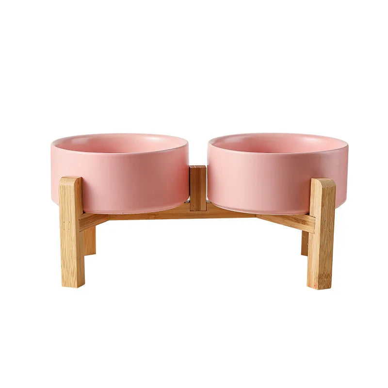 Elevated Ceramic Pet Bowl Set for Small Dogs & Cats – Ergonomic Feeding Stand