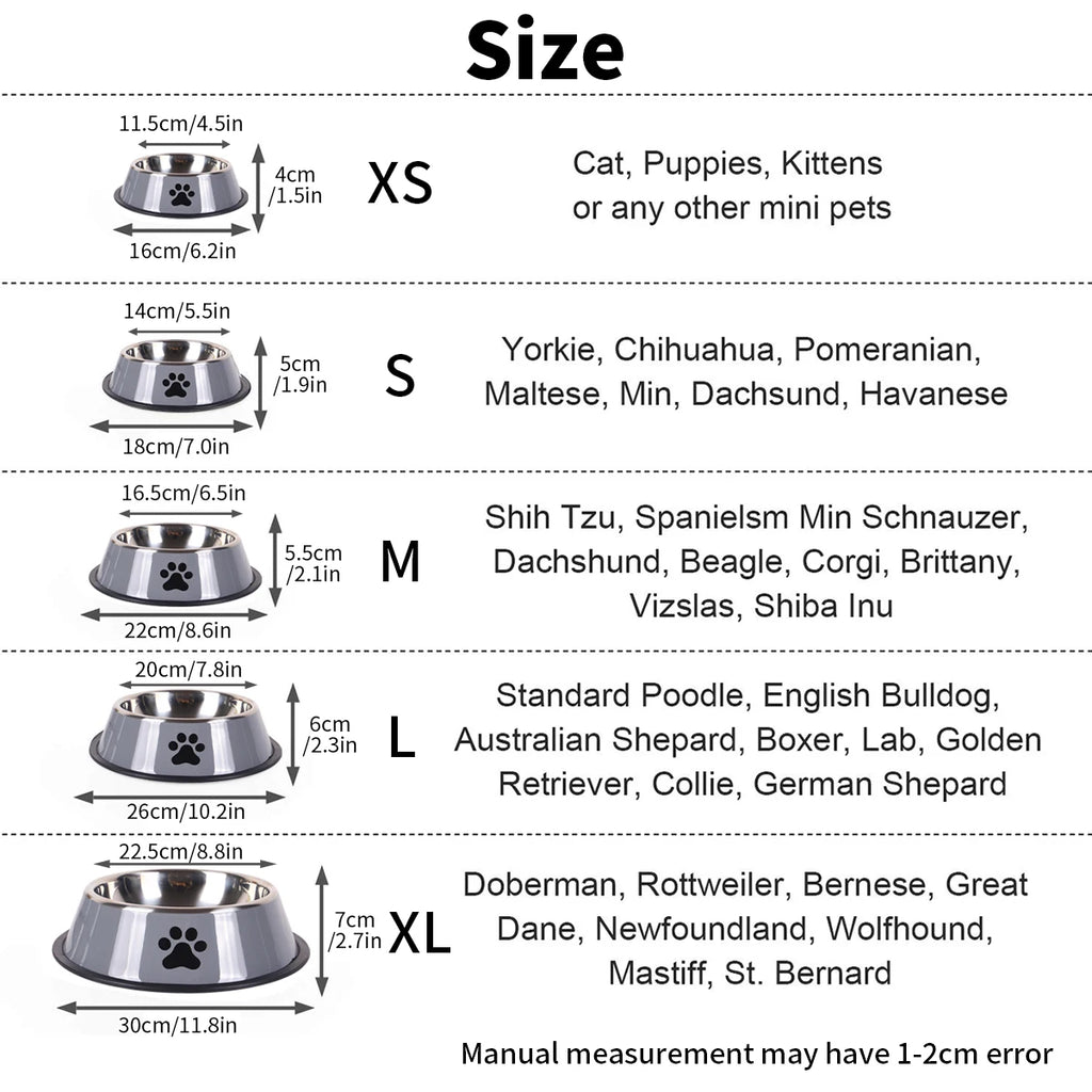 Stainless Steel Pet Bowl | Anti-Slip Food & Water Bowl (Multiple Sizes)