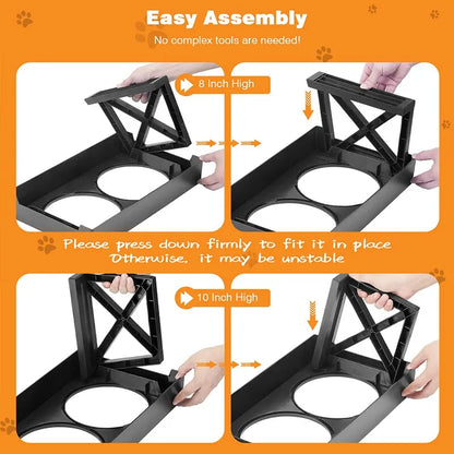Adjustable Elevated Dog Feeder with Double Stainless Steel Bowls