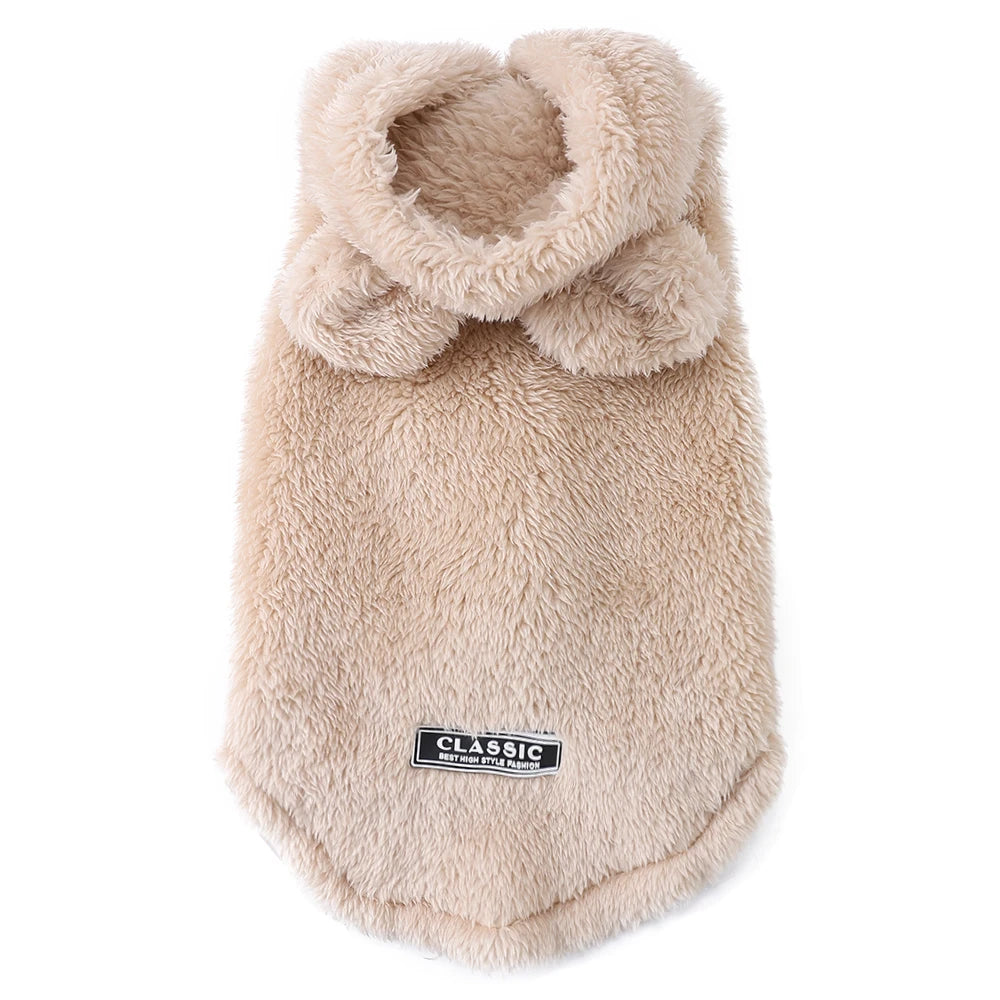 Soft Plush Hooded Pet Jacket | Warm Winter Coat for Dogs & Cats