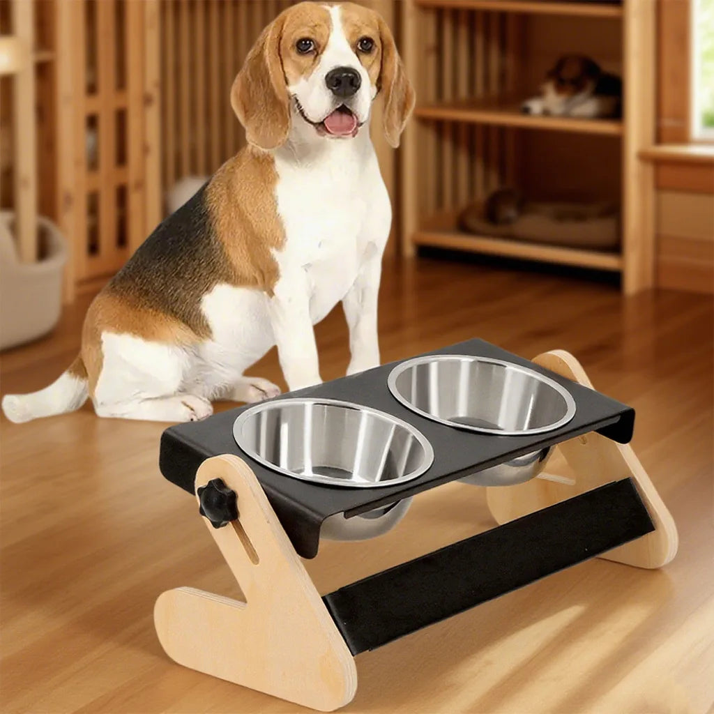 Adjustable Elevated Double Dog Bowl | Ergonomic Feeding Stand for Small & Medium Dogs