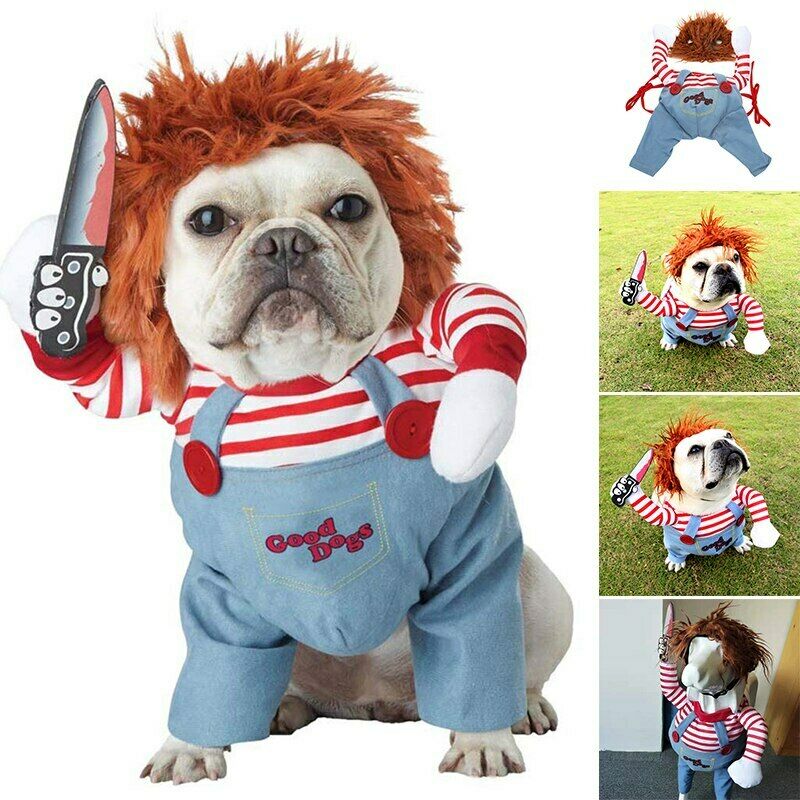 Funny Halloween Pet Costume | Adjustable Dog Cosplay Outfit (Chucky Style)