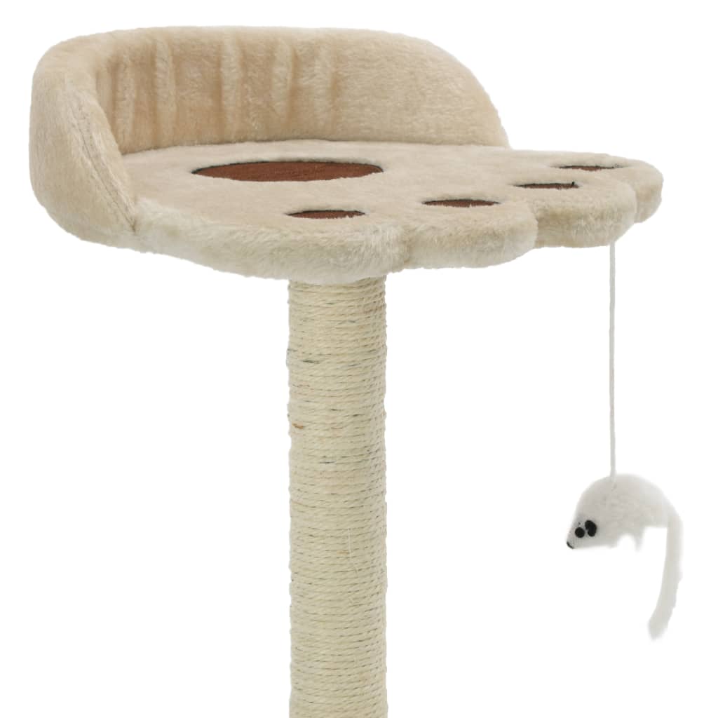 Compact Cat Tree with Scratching Post & Plush Bed | Beige & Brown