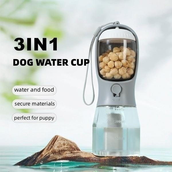 3-in-1 Portable Pet Water Bottle | Food & Waste Bag Dispenser
