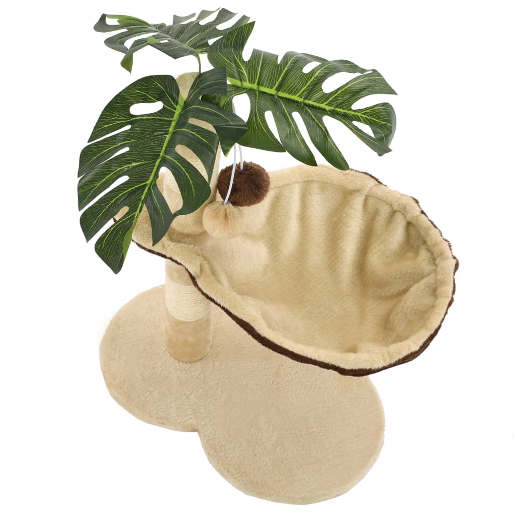 Tropical Palm Cat Scratching Tree with Cozy Bed | 50 cm