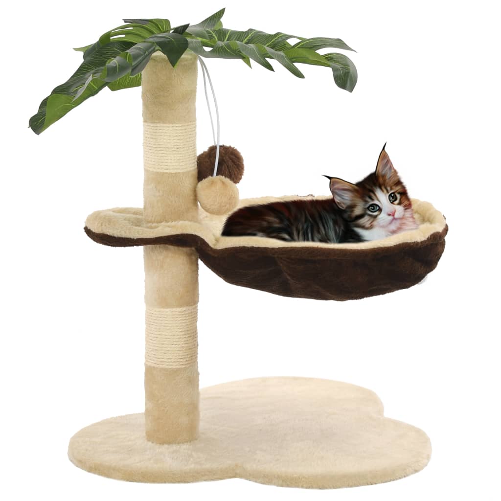 Tropical Palm Cat Scratching Tree with Cozy Bed | 50 cm